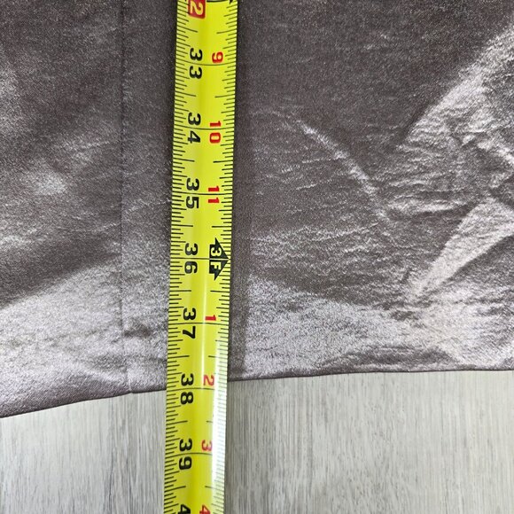 Dress Barn Party Dress Sz 14 Taupe Satin Midi Ruffle Sleeveless V Ruched Evening - Picture 5 of 8